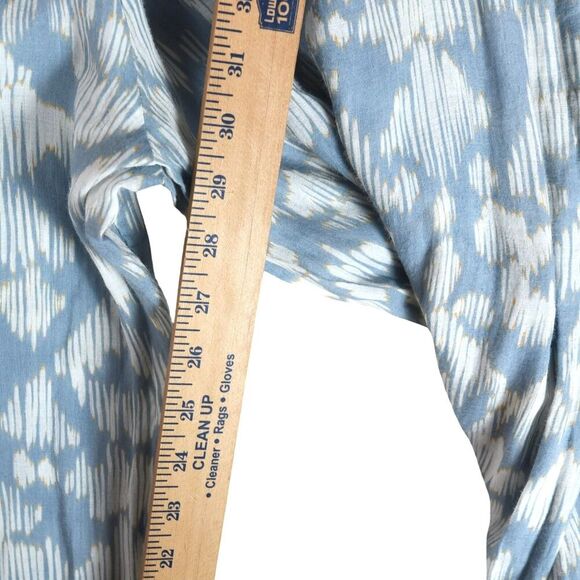 Zara Blue White Ikat Print Lounge Pants Medium Elastic Waist Boho Resortwear - Picture 5 of 8
